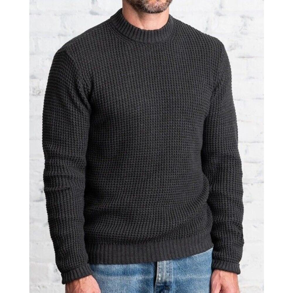 Line Of Trade Norfolk Waffle Knit Sweater Mens Sz S Midnight Blue Crewneck